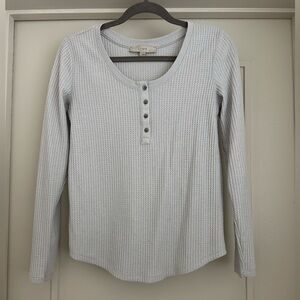 LOFT Light Gray Waffle Henley Top